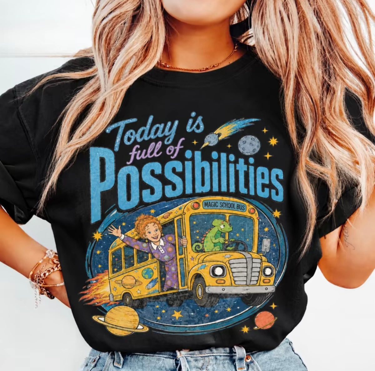 Magic School Bus Miss Frizzle Inspired 90's Vintage Today Is Full Of Possibilities T-Shirt/Sweatshirt/Hoodie