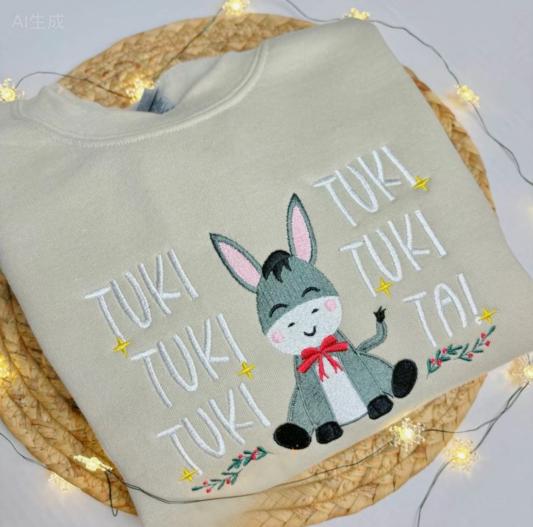 Mi Burrito Sabanero Tuki Tuki Inspired Christmas Embroidered T-Shirt/Sweatshirt/Hoodie