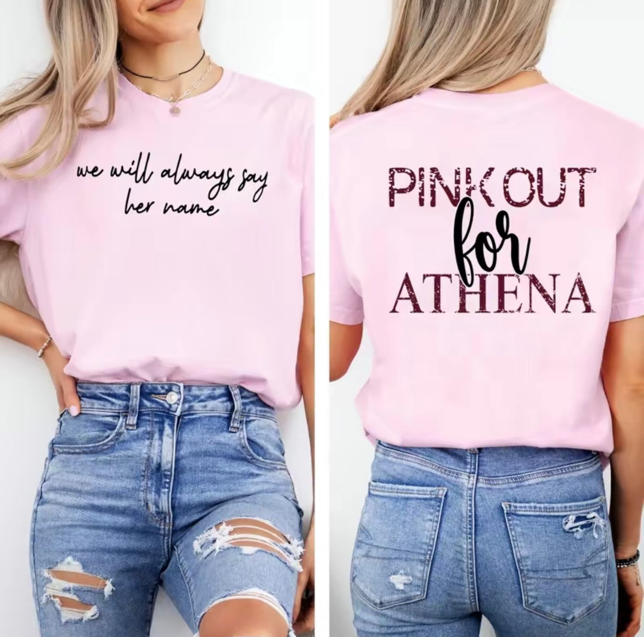 Pink Out For Athena We Will Always Say Her Name T-Shirt/Sweatshirt/Hoodie