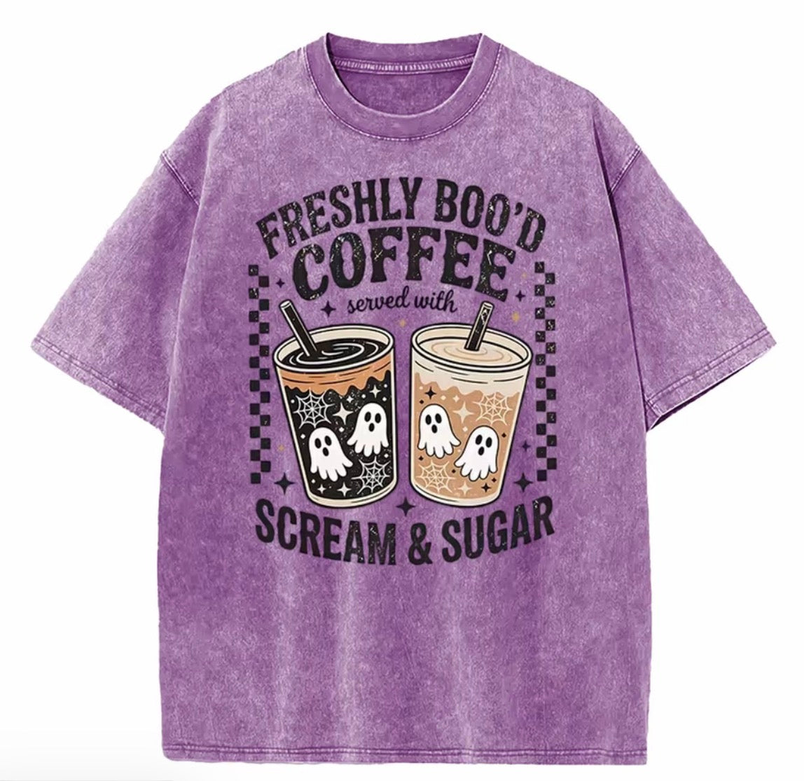 Retro Funny Scream And Sugar Ghost Coffee Artwork Halloween T-Shirt/Sweatshirt/Hoodie