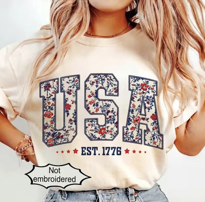 Floral USA 4th Of July T-Shirt/Sweatshirt/Hoodie