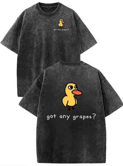 Retro Vintage Eat Grapes Duck Unisex Washed T-Shirt/Sweatshirt/Hoodie