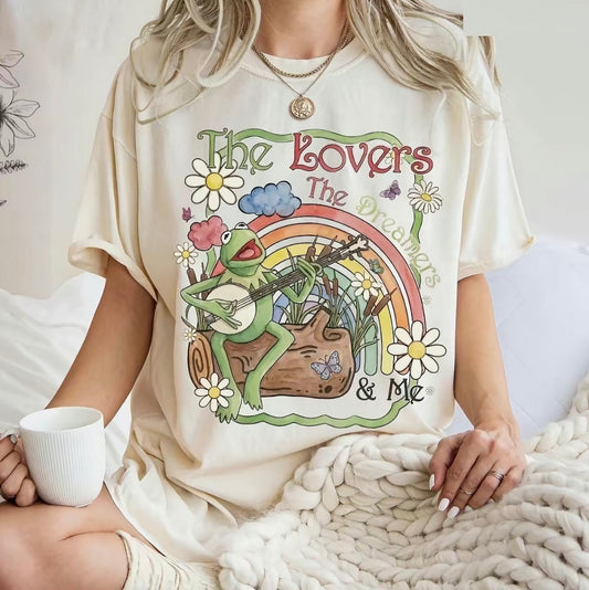 Vintage Watercolor Kermit The Frog Rainbow T-Shirt/Sweatshirt/Hoodie