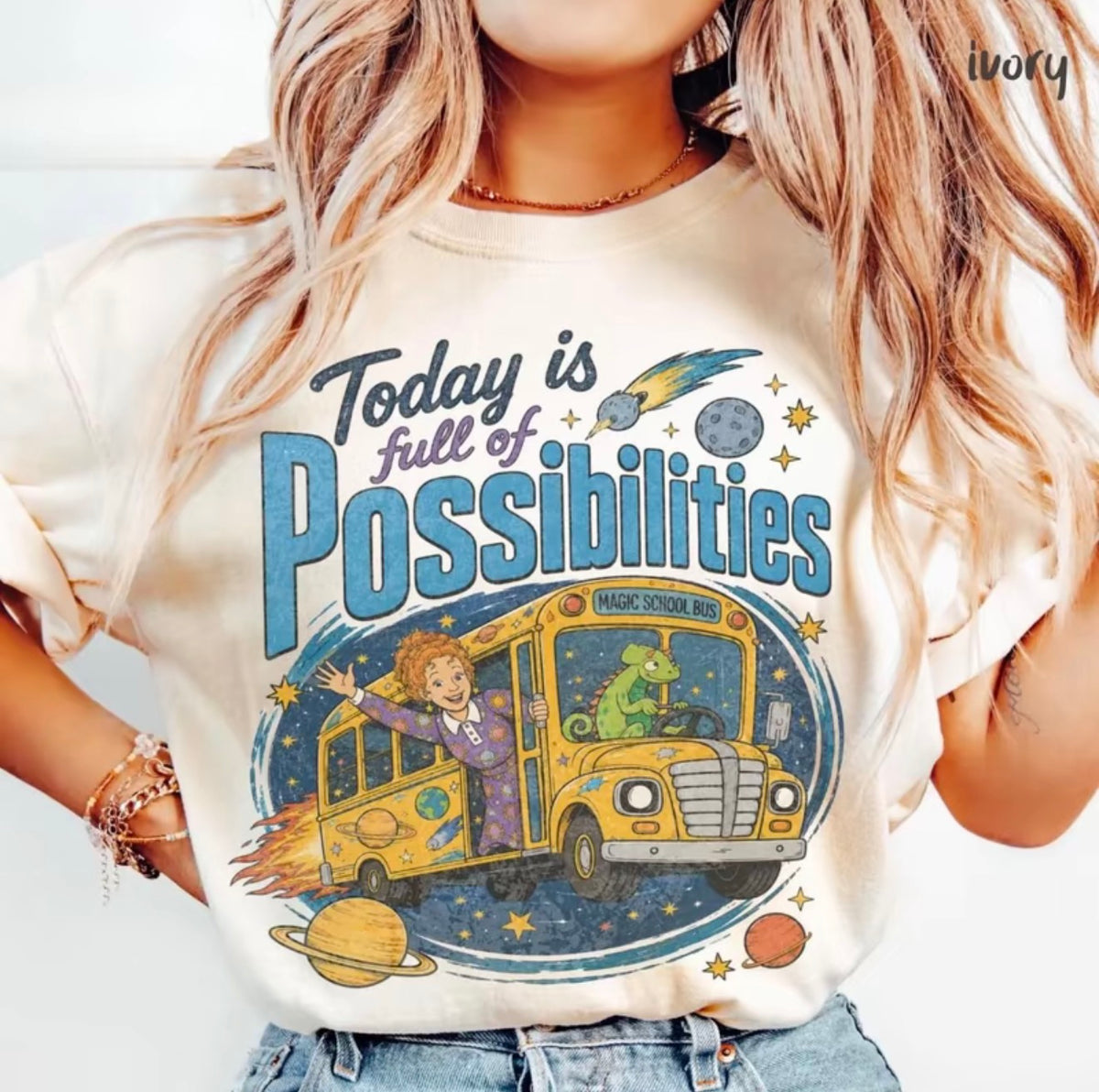 Magic School Bus Miss Frizzle Inspired 90's Vintage Today Is Full Of Possibilities T-Shirt/Sweatshirt/Hoodie