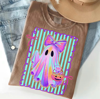 Preppy Halloween Ghost Cute Boo Ghost Coquette Floral Spooky T-Shirt/Sweatshirt/Hoodie