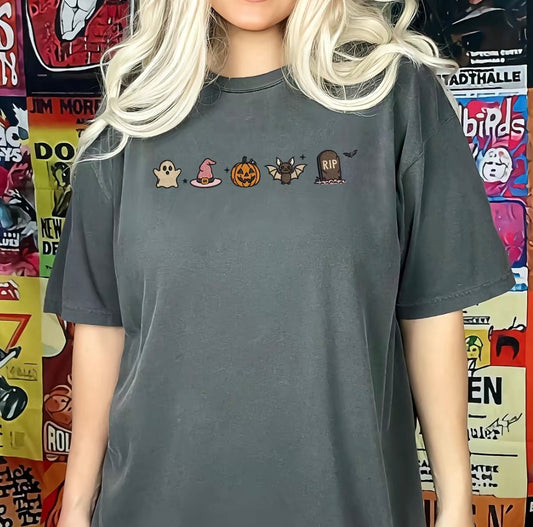 Halloween Icons Pumpkin Ghost Cute Embroidered T-Shirt/Sweatshirt/Hoodie