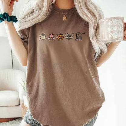 Halloween Icons Pumpkin Ghost Cute Embroidered T-Shirt/Sweatshirt/Hoodie