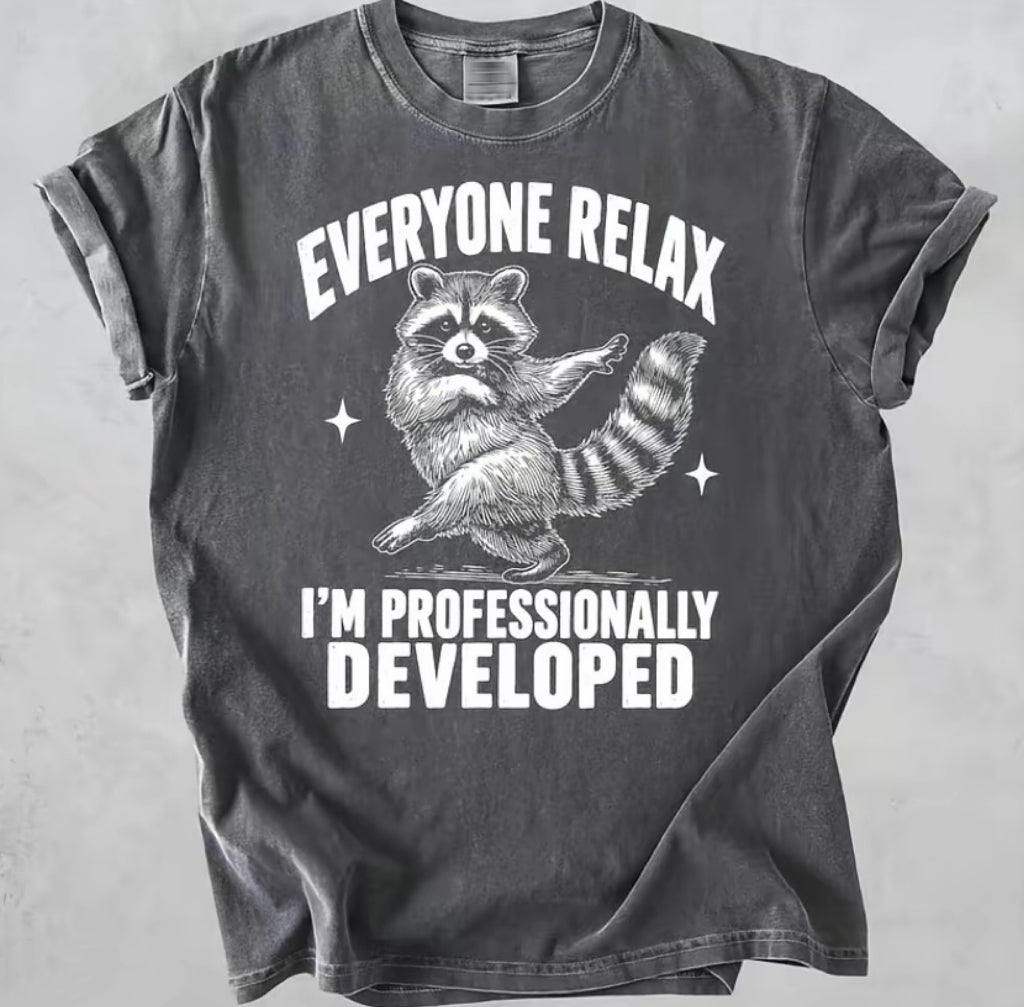 Funny Raccoon Every Relax I'm Professionally Developed Sarcastic T-Shirt/Sweatshirt/Hoodie