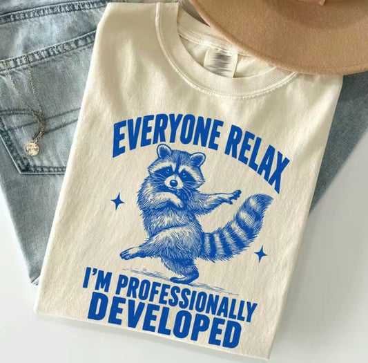 Funny Raccoon Every Relax I'm Professionally Developed Sarcastic T-Shirt/Sweatshirt/Hoodie