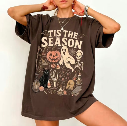 Tis The Season Halloween Pumpkin Black Cat T-Shirt/Sweatshirt/Hoodie