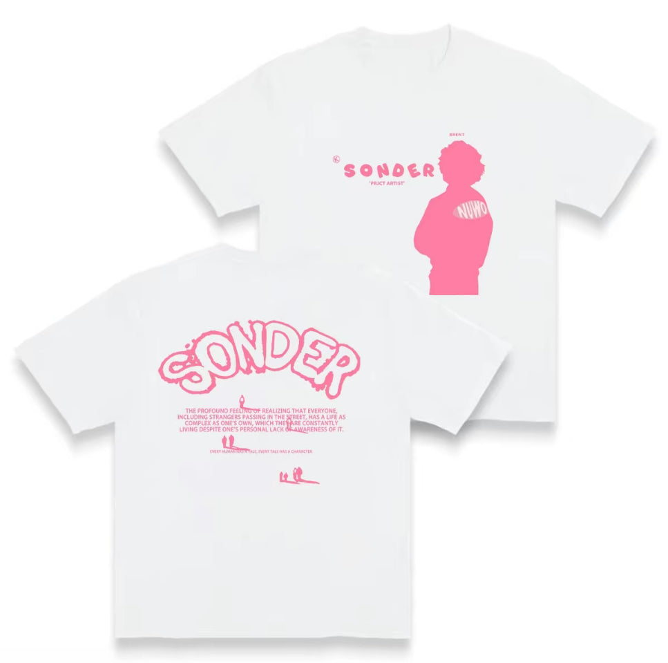 Bold Pink Sonder Lettering & Geometric Print Rap T-Shirt/Sweatshirt/Hoodie
