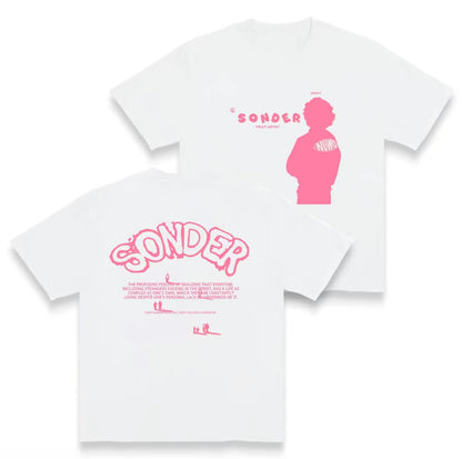 Bold Pink Sonder Lettering & Geometric Print Rap T-Shirt/Sweatshirt/Hoodie