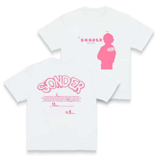 Bold Pink Sonder Lettering & Geometric Print Rap T-Shirt/Sweatshirt/Hoodie