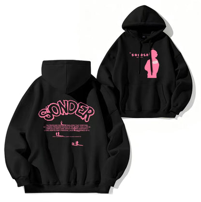 Bold Pink Sonder Lettering & Geometric Print Rap T-Shirt/Sweatshirt/Hoodie