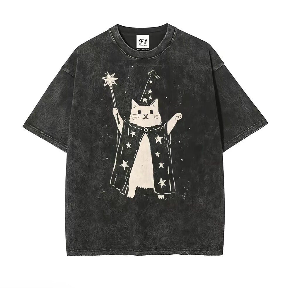 Wizard Cat Vintage Washed T-Shirt/Sweatshirt/Hoodie
