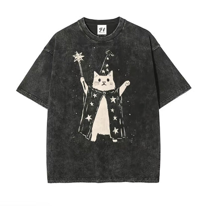 Wizard Cat Vintage Washed T-Shirt/Sweatshirt/Hoodie