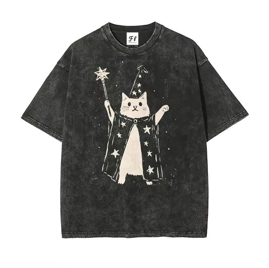 Wizard Cat Vintage Washed T-Shirt/Sweatshirt/Hoodie