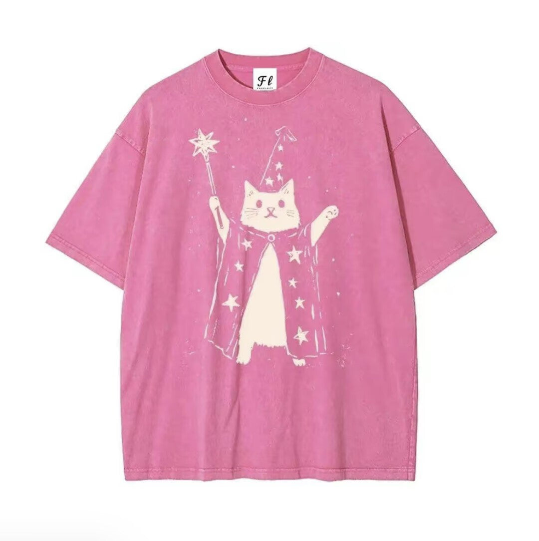Wizard Cat Vintage Washed T-Shirt/Sweatshirt/Hoodie